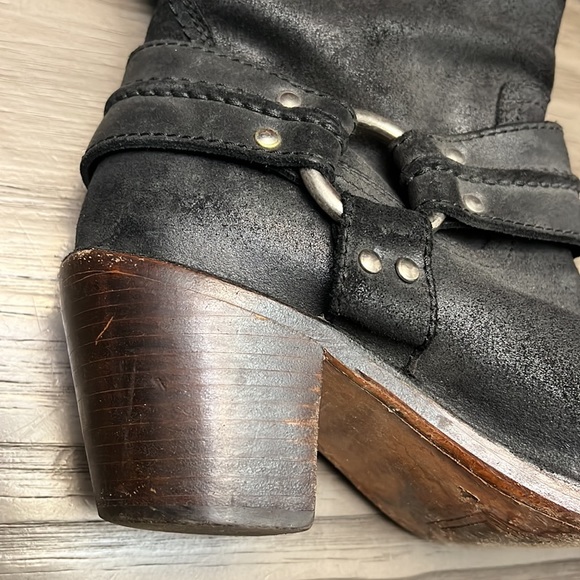 FRYE CARMEN HARNESS BLACK LEATHER BOOTS 7.5 - Picture 14 of 16
